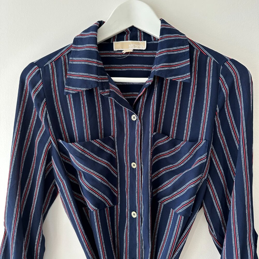 Michael Kors Blue Striped Blouse